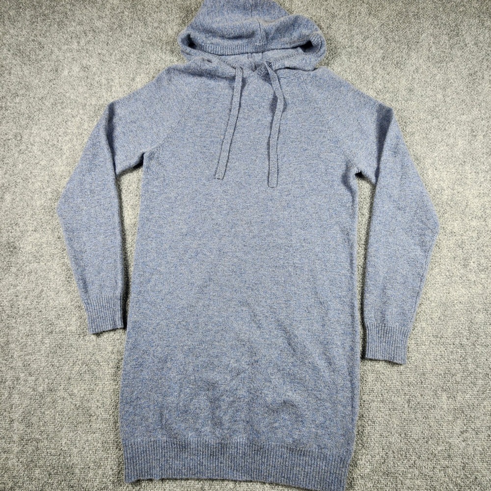 Bella Dahl 100% Cashmere Hoodie Sweater Dress Blue Heathered XS B6783-C55-304